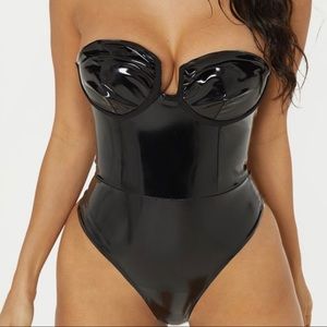 Black Vinyl Bodysuit